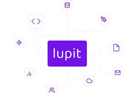Lupit logo with connections around it